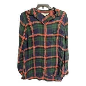 Old Navy The Classic Shirt Plaid Button Front Top Medium 100% Viscose